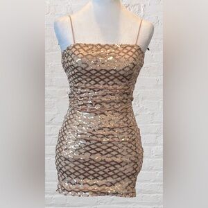 Sequin Nude Sexy Little Dress Size 0 / XS Clubwear Y2K Style Prom Event Dress